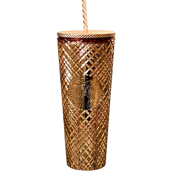 🆕️Rare Starbucks 2023 Studded Rose Gold Jeweled Coffee Tumbler Cup Venti 24oz - Picture 2 of 14